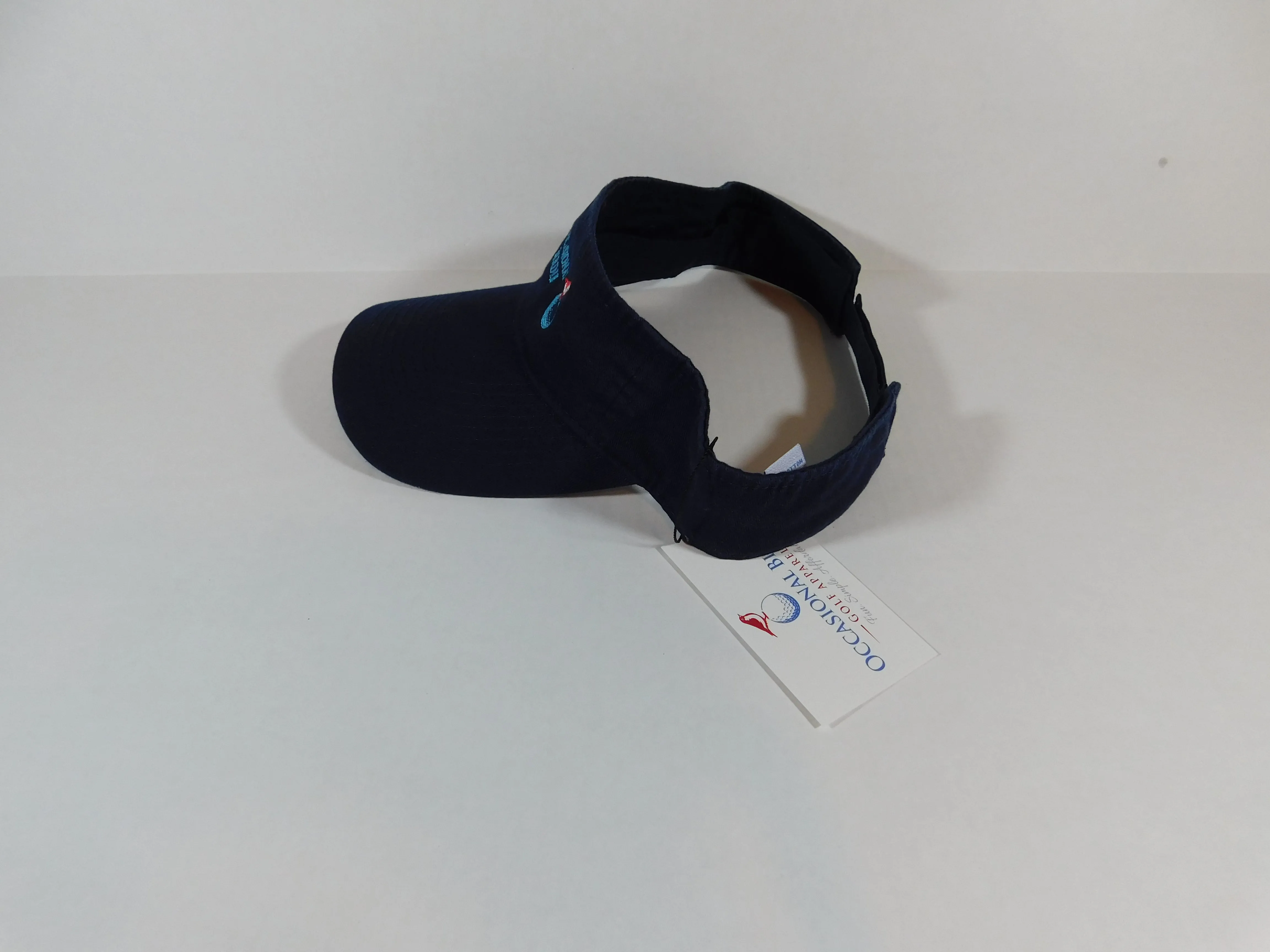 Occasional Birdie Golf Apparel Visor with "Occasional Birdie" and Navy Blue