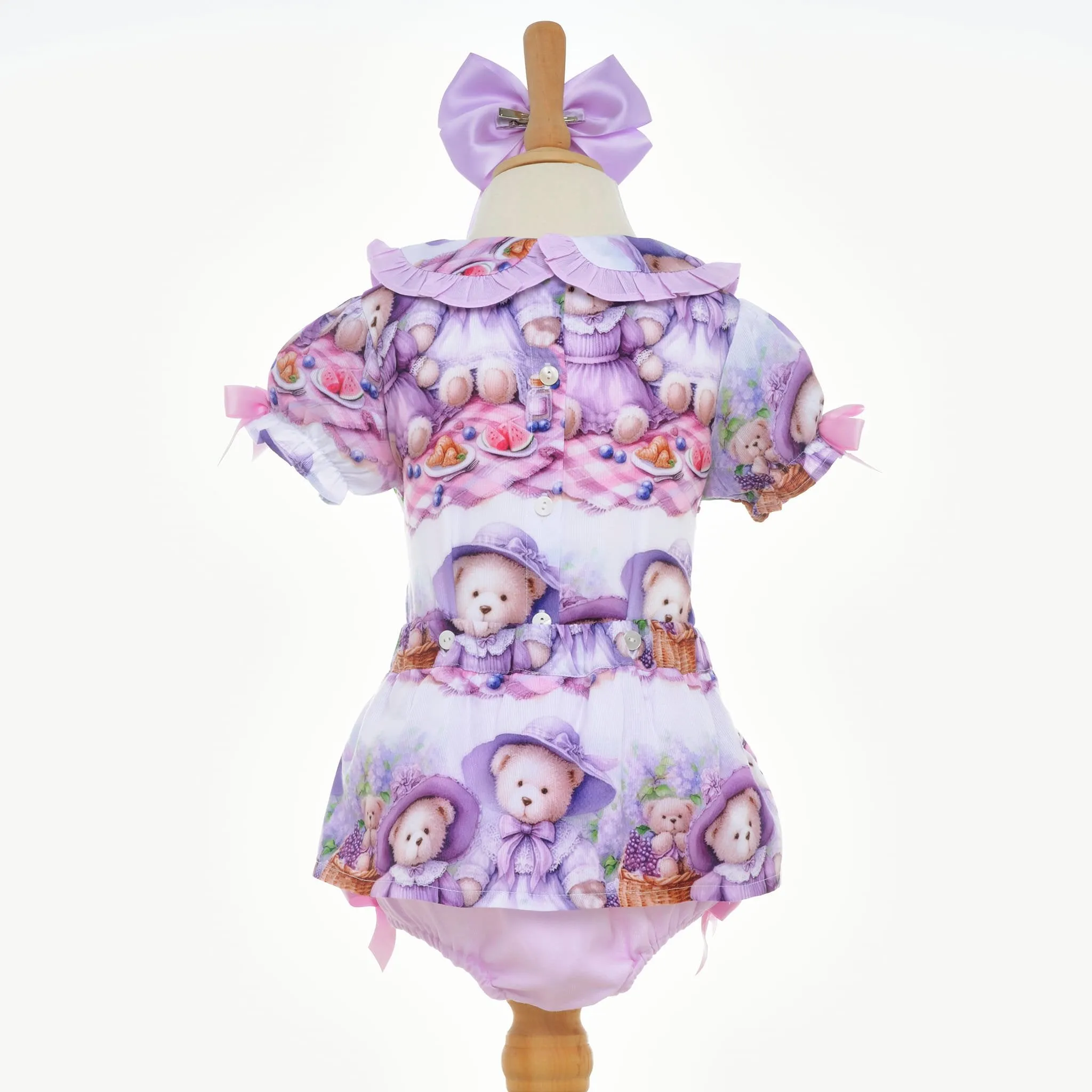 Ocean Baby Girls Teddy Bear Picnic Smocked Buster Suit Set (NB-3Yrs)
