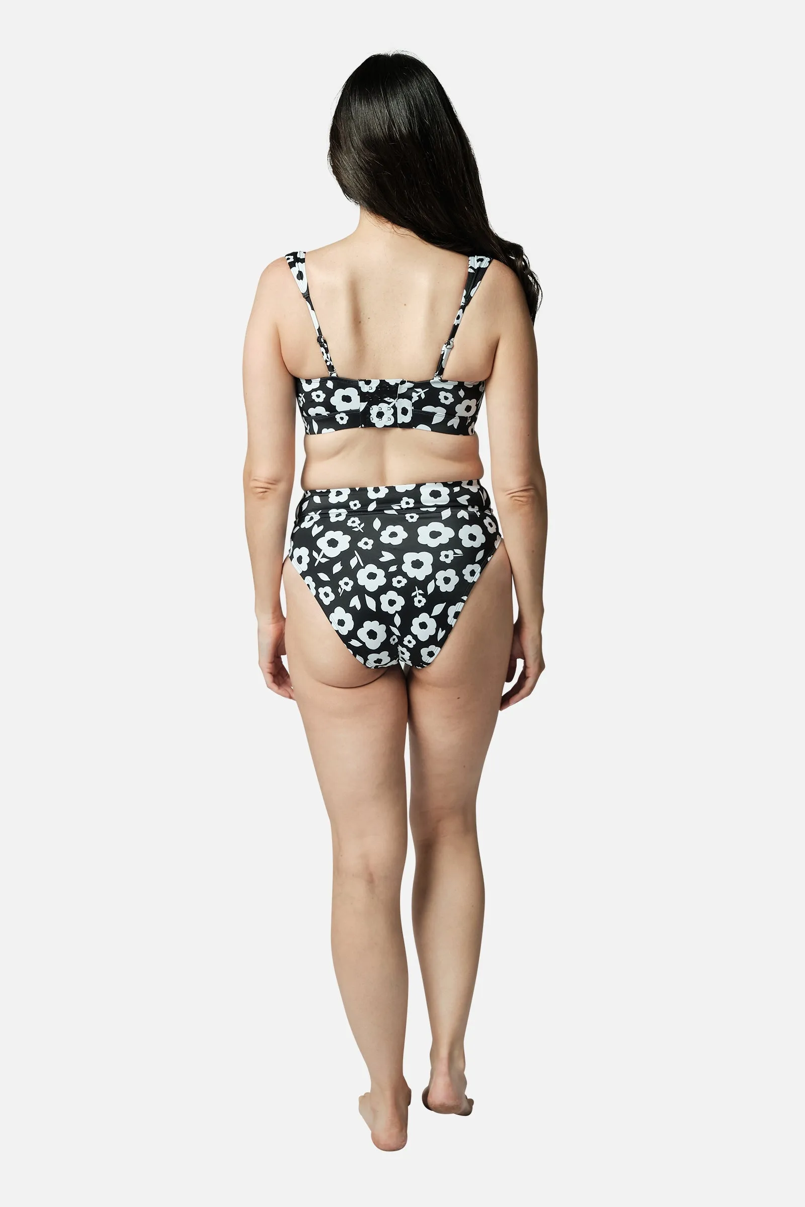 Original Bustier Balconette Bikini Bralette DAISY SILHOUETTE BLACK