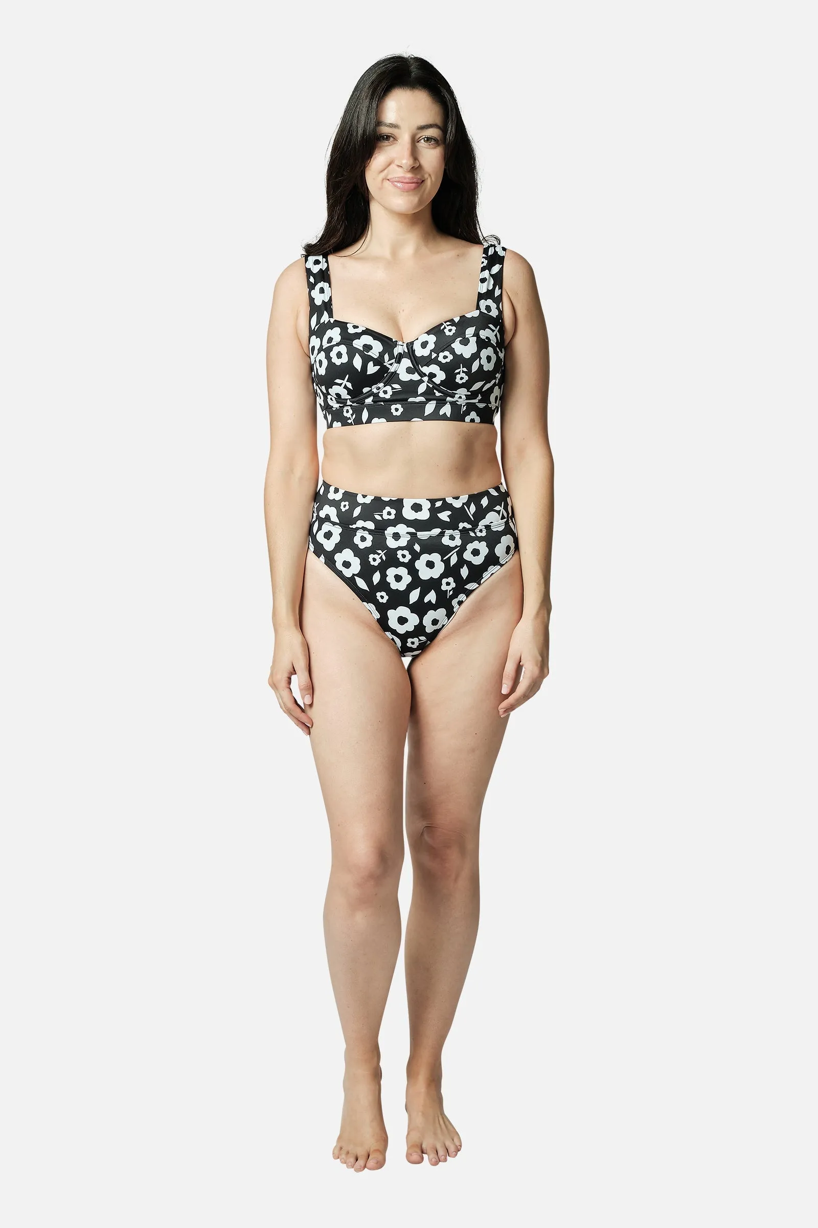 Original Bustier Balconette Bikini Bralette DAISY SILHOUETTE BLACK