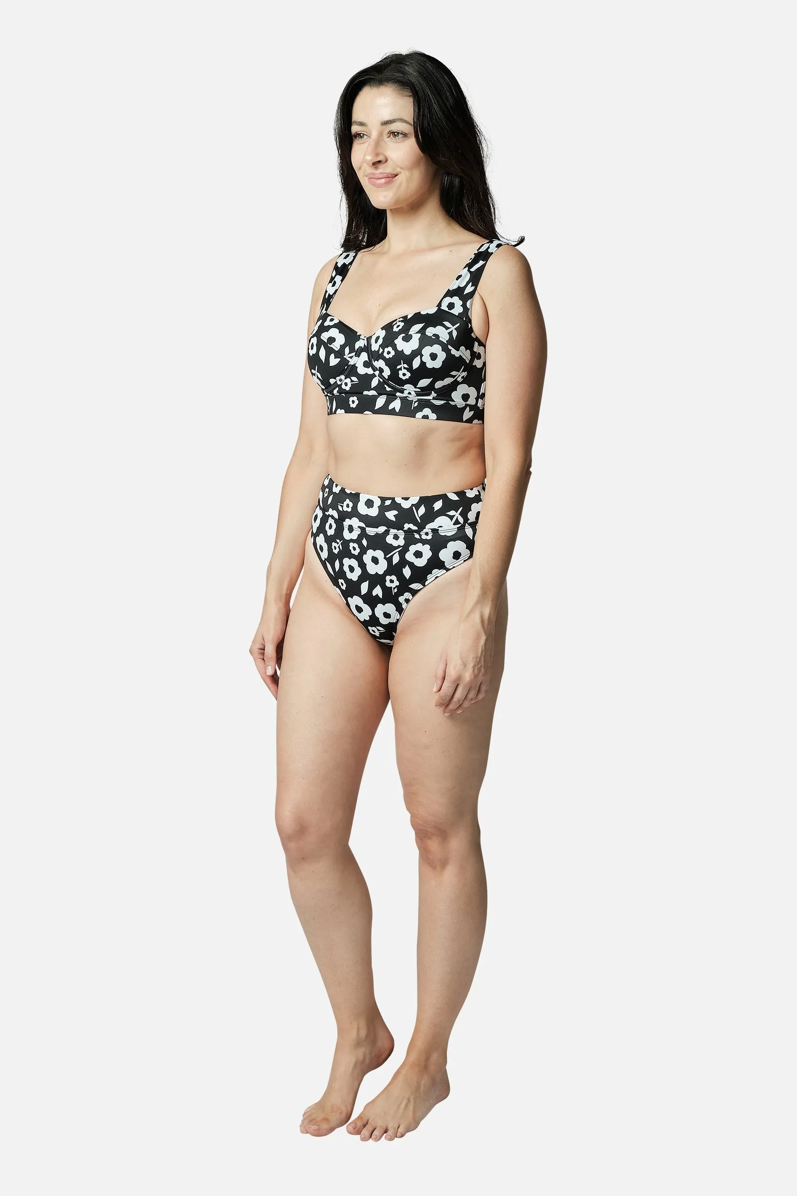 Original Bustier Balconette Bikini Bralette DAISY SILHOUETTE BLACK