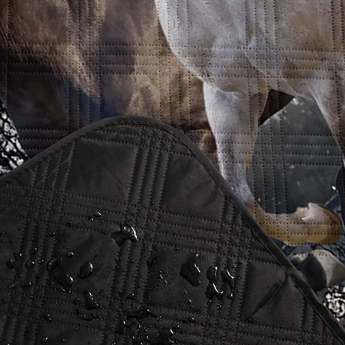 Outdoor Picnic Blanket Portable Ultrasonic Waterproof Picnic Mat 3D Horses Printed Camping Beach Mat for Sand and Wet Grass Hiking (3D Horses S)