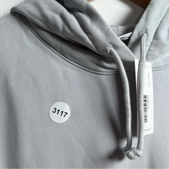 Outdoor Voices oversized drawstring Hoodie New Medium Color Block Cream/ Blue