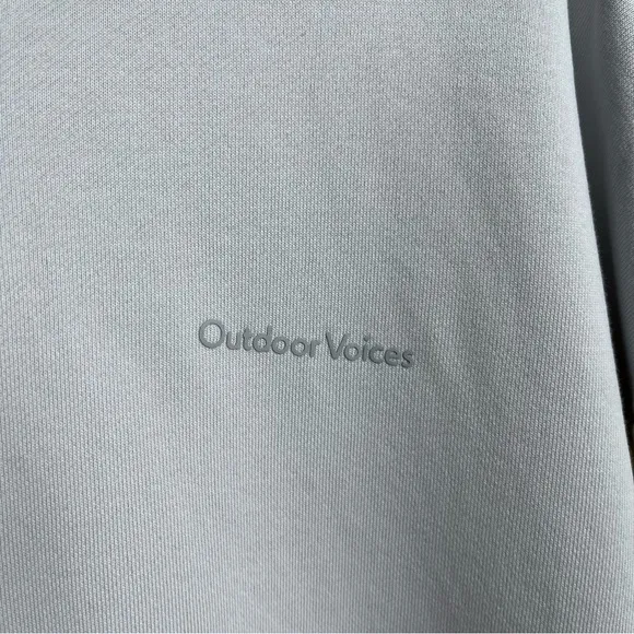Outdoor Voices oversized drawstring Hoodie New Medium Color Block Cream/ Blue