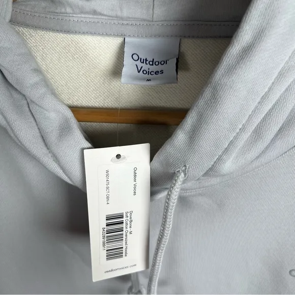 Outdoor Voices oversized drawstring Hoodie New Medium Color Block Cream/ Blue