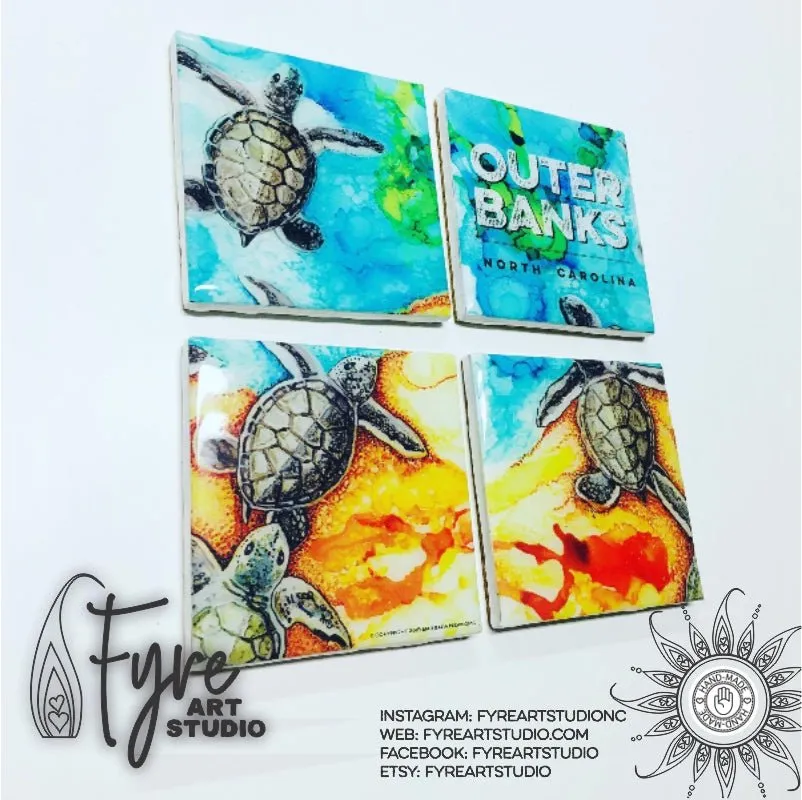 Outer Banks Baby Sea Turtle Coasters Set of 4
