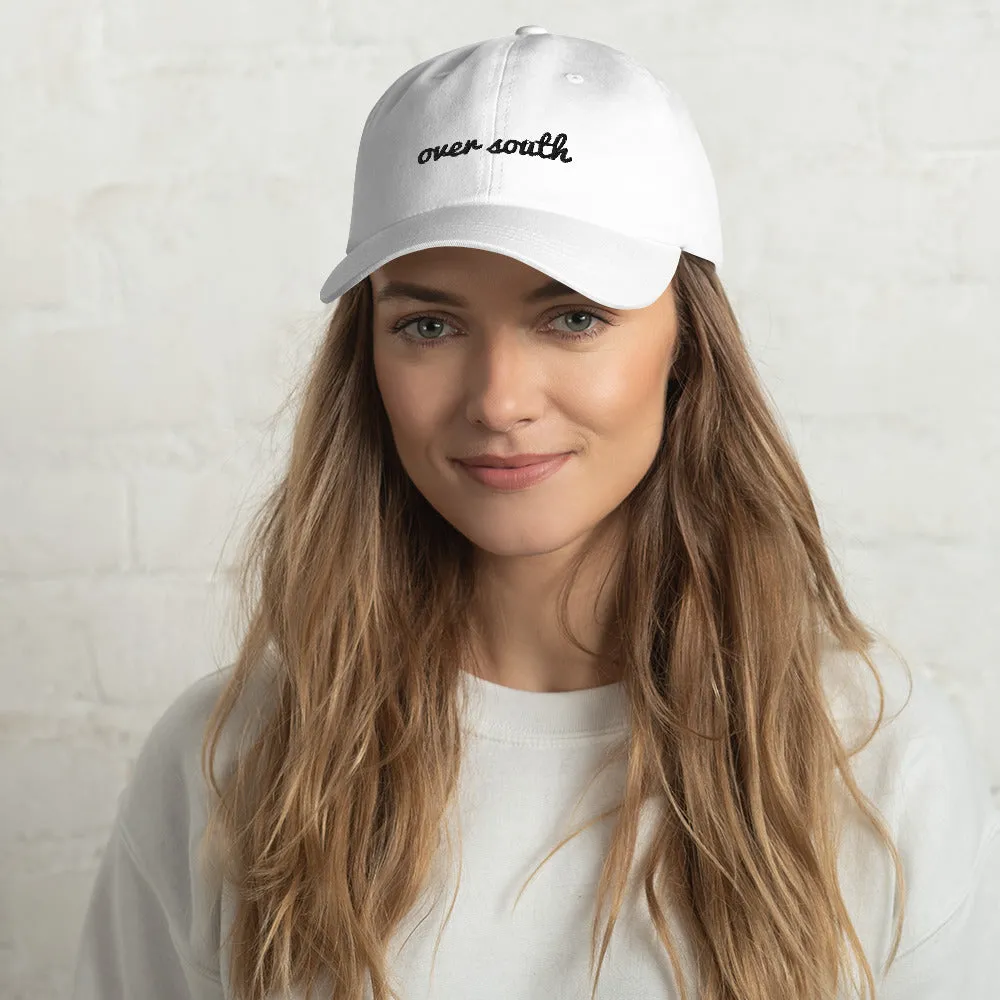 Over South Text Logo (Black Text) - Embroidered Dad Hat