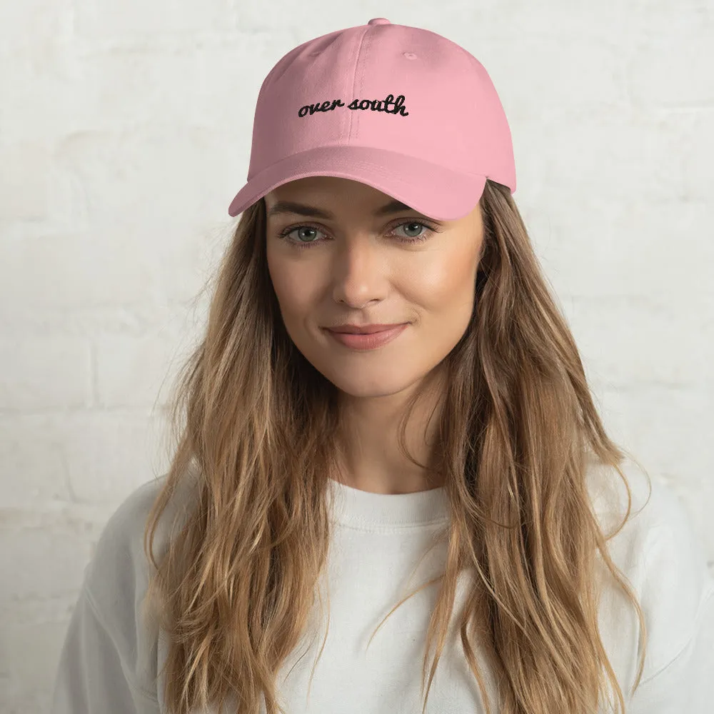 Over South Text Logo (Black Text) - Embroidered Dad Hat