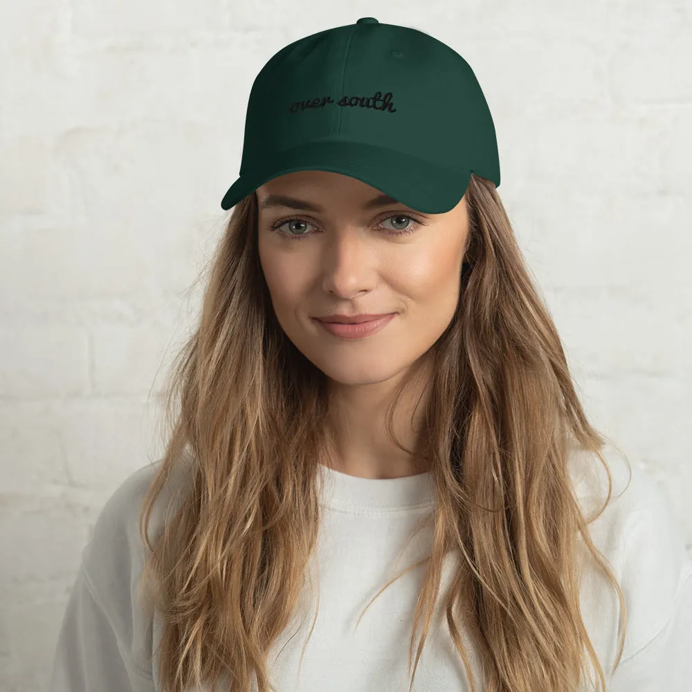 Over South Text Logo (Black Text) - Embroidered Dad Hat