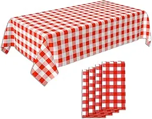 Pack of 4 Plastic Picnic Tablecloth, Red and White by Crystal Lemon, condition new