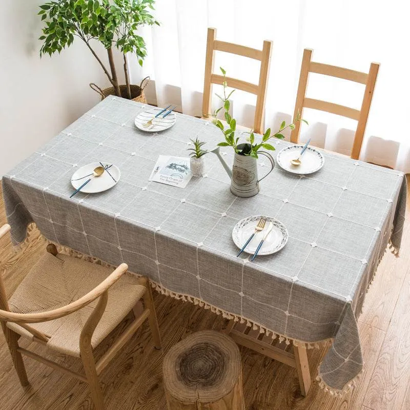 Pastoral Plaid Tassel Tablecloth