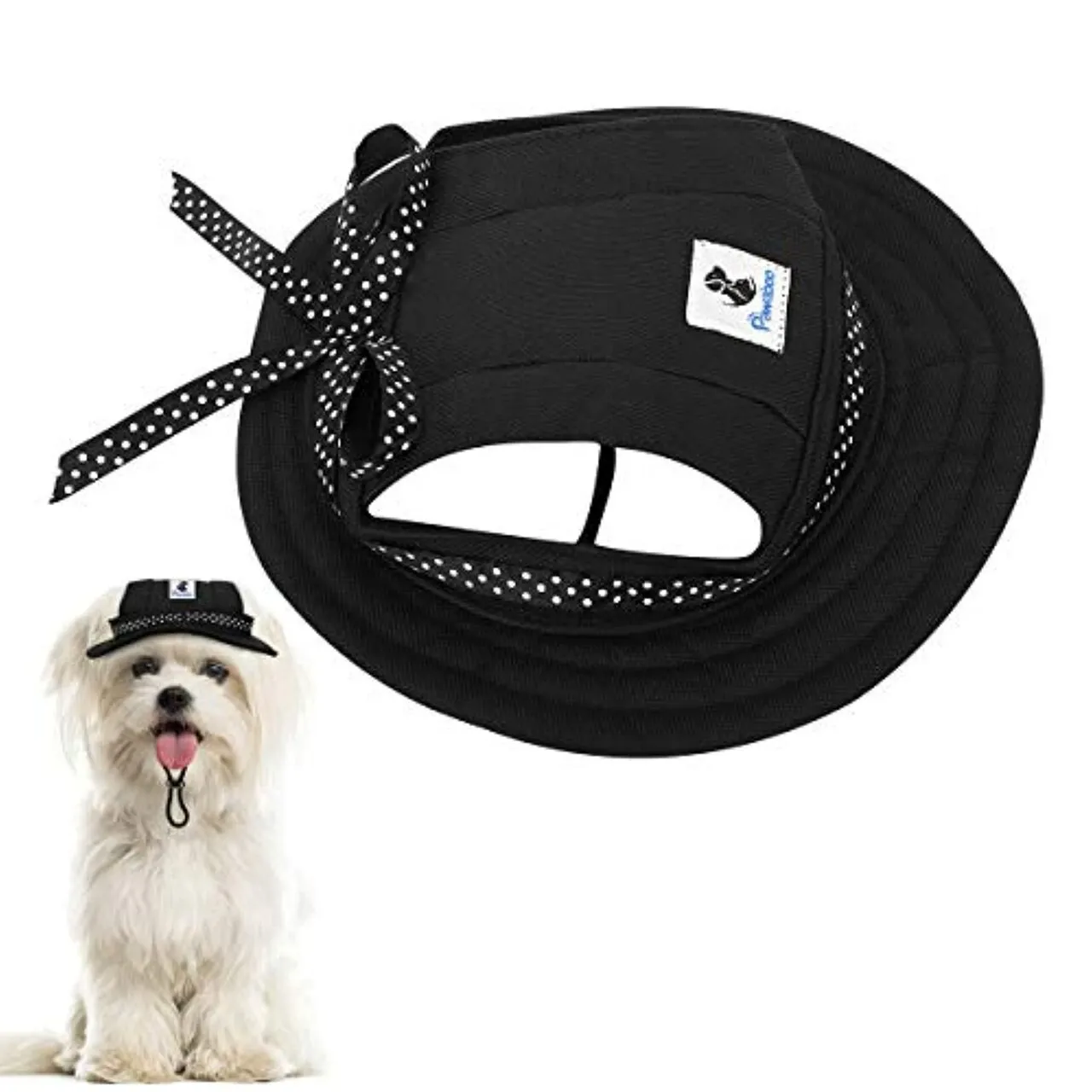 Pawaboo Round Brim Dog Princess Cap, Adjustable Visor Hat Pet Outdoor Sun Protection Sunbonnet Dog Hat For Small Dogs Chihuahua, Shih Tzu, Yorkshire Terriers, Black!