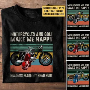 Personalized Motorcycles And Golf Make Me Happy Vintage Shirt