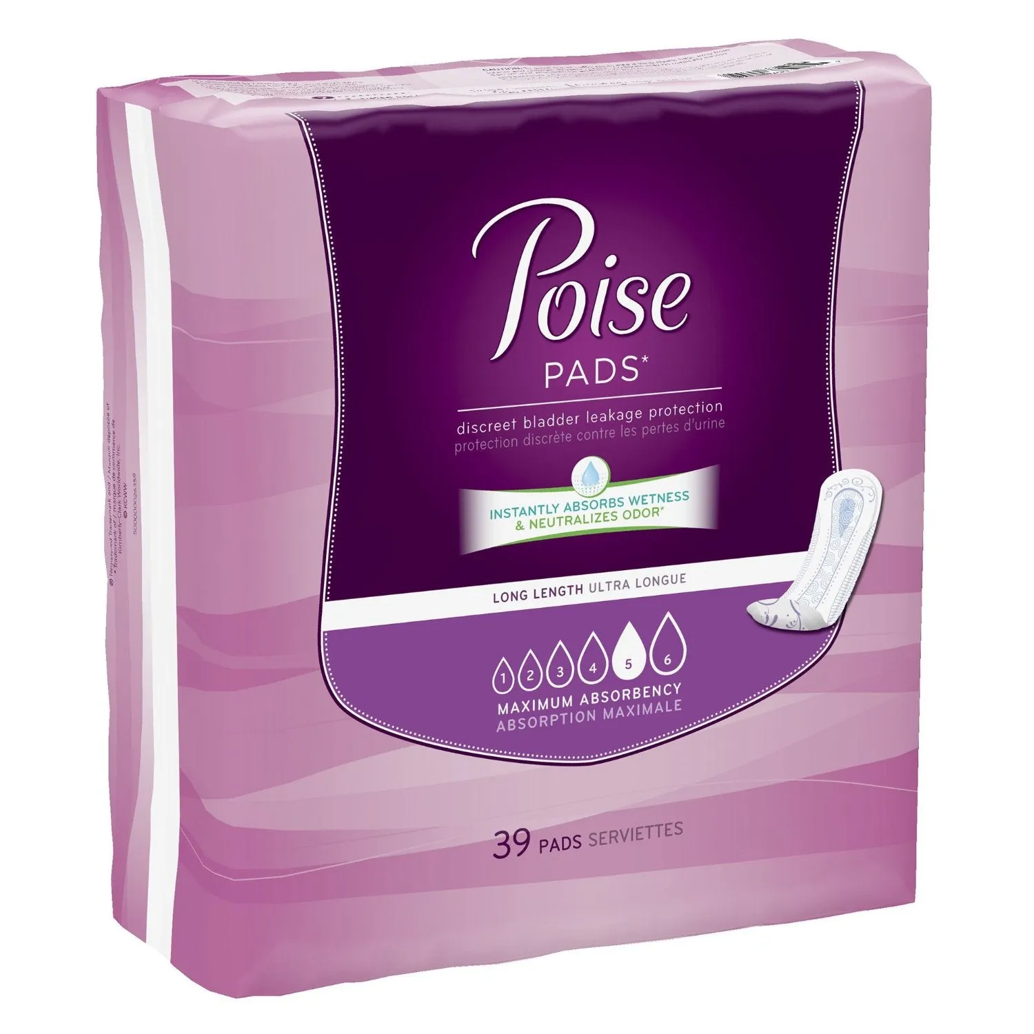 Poise Maximum Absorbency Incontinence Pads, Long Length, 39 Count (Pack of 4)