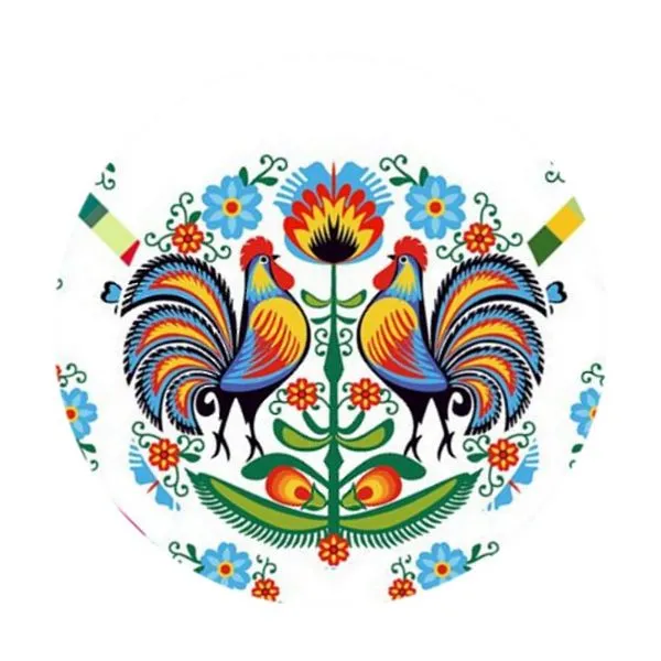 Polish Colorful Rooster Folk Art Table Linen Topper Tablecloth 59" x 43"