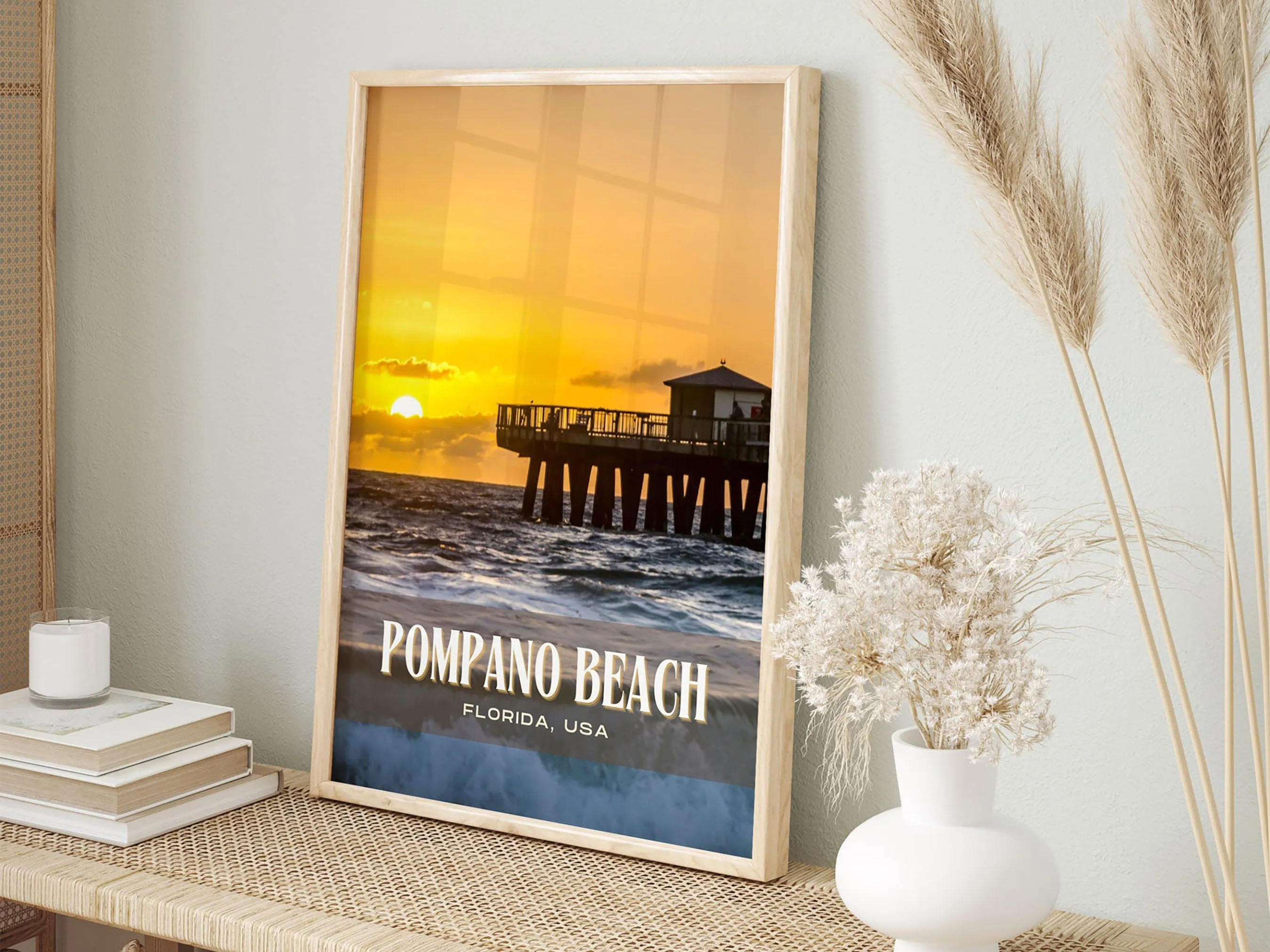 Pompano Beach Retro Wall Art, Florida, USA