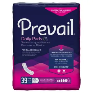 Prevail Dri-Fit Bladder Control Pads, Maximum Absorbency, Maximum Long, 39-Count