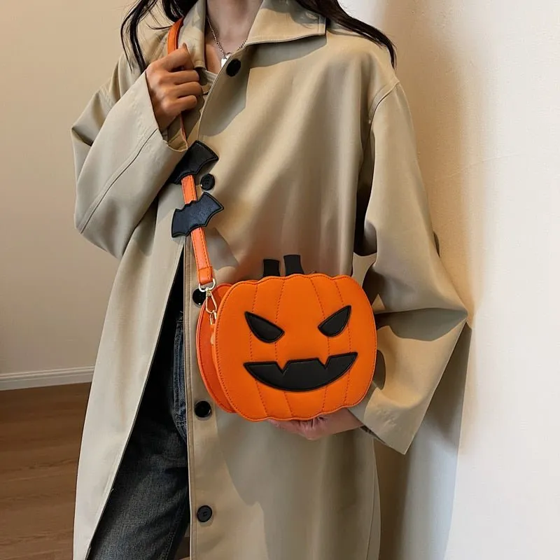 Pumpkin Patchwork Shoulder Bag for Unisex