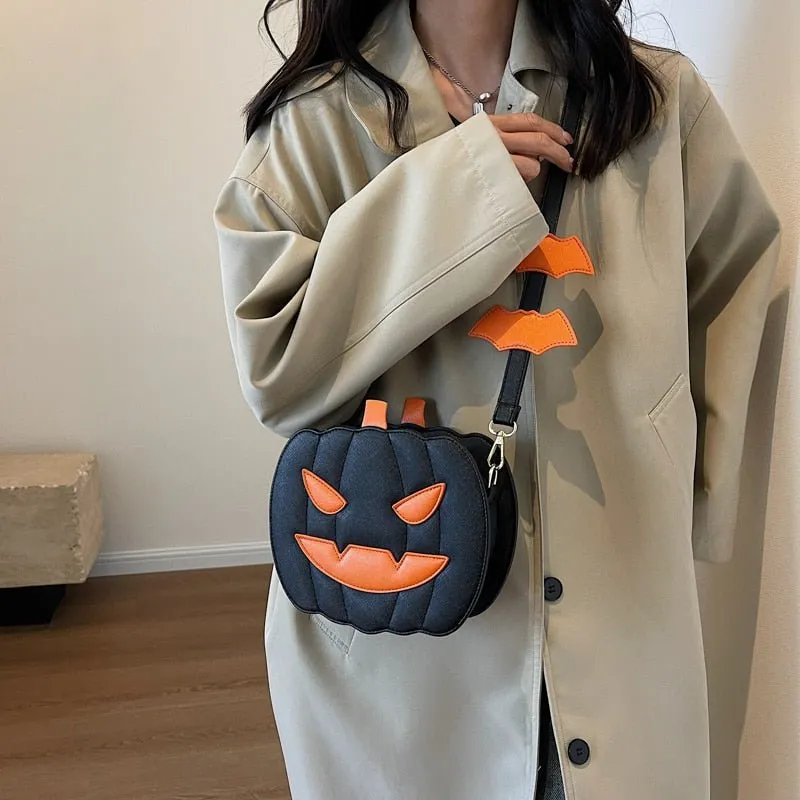 Pumpkin Patchwork Shoulder Bag for Unisex