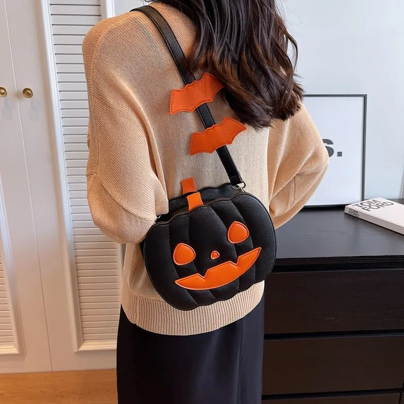 Pumpkin Patchwork Shoulder Bag for Unisex