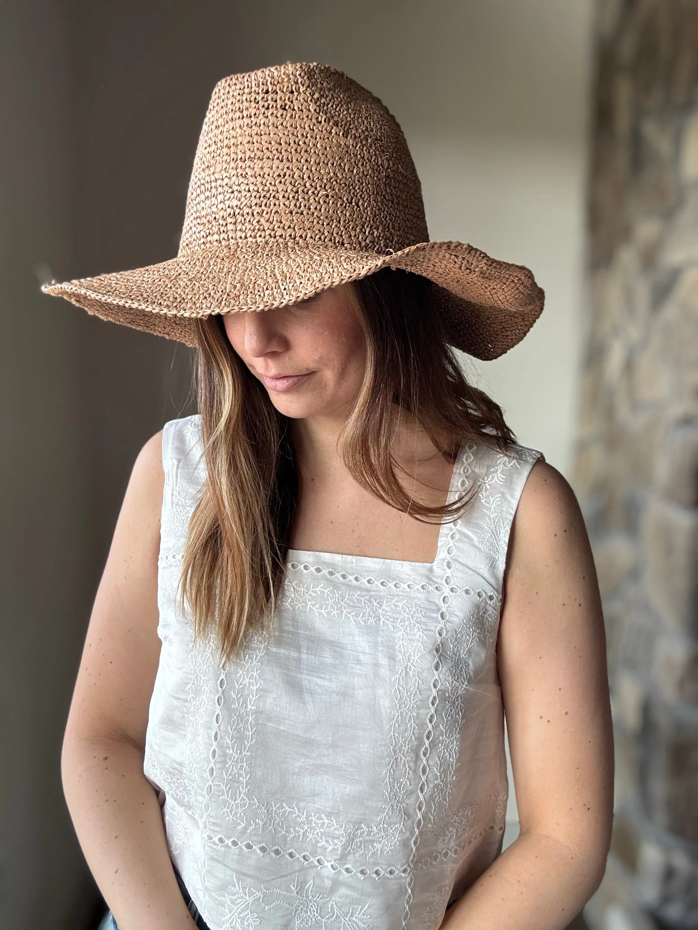 raffia packable hat
