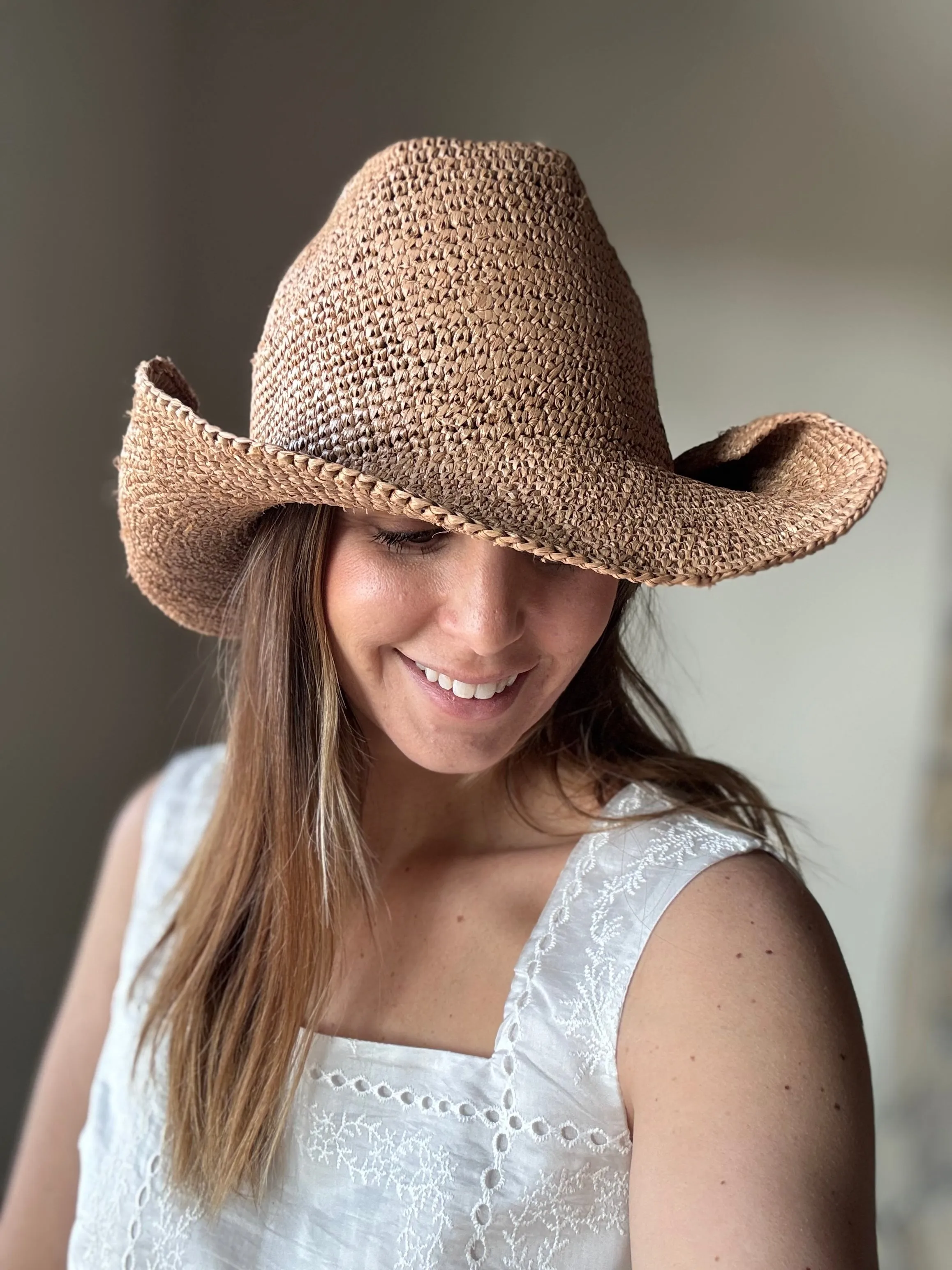 raffia packable hat