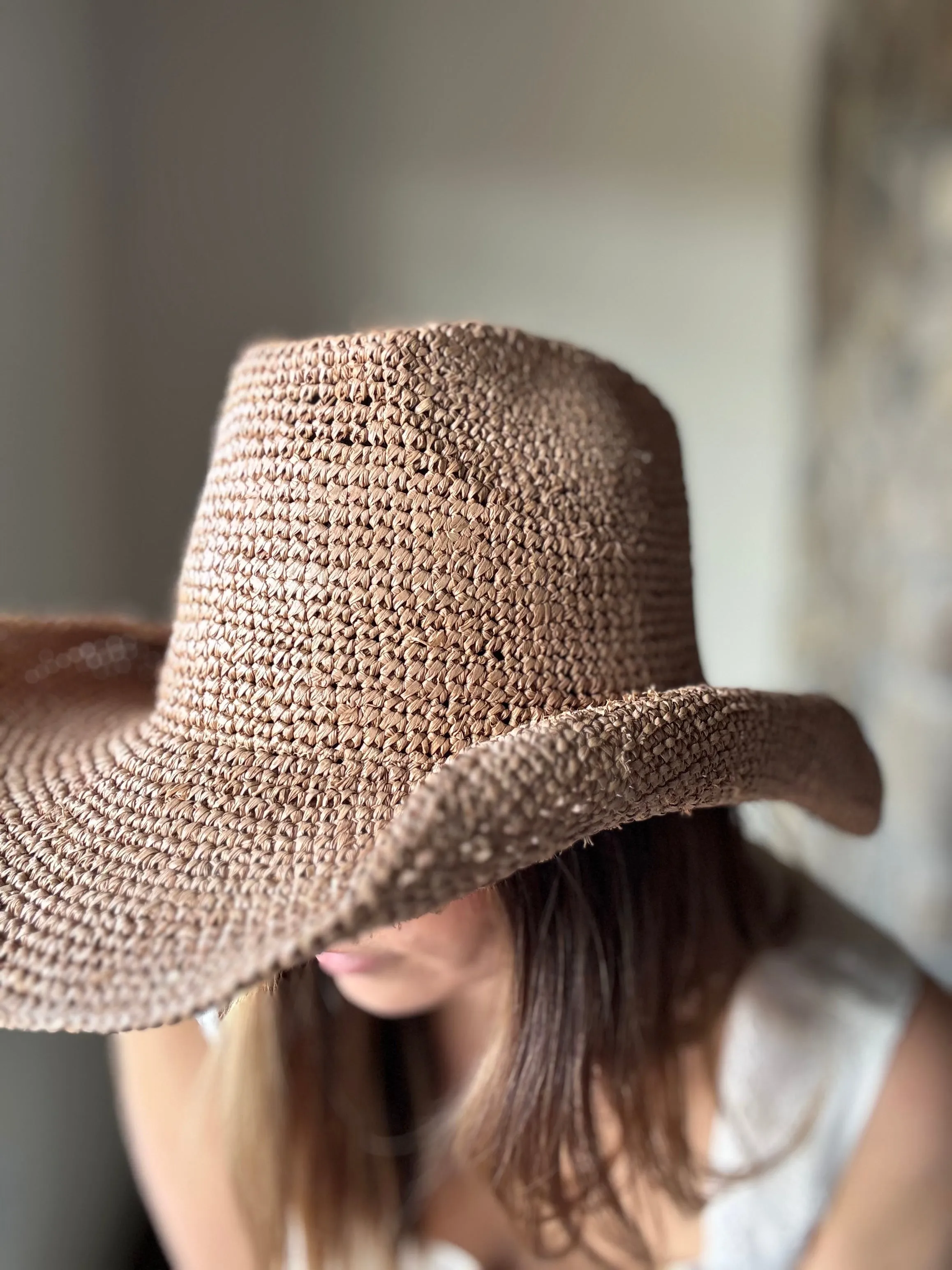 raffia packable hat