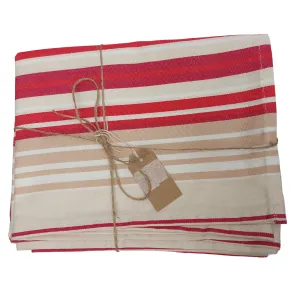 Red Beige Stripe Geoghegans Tablecloth