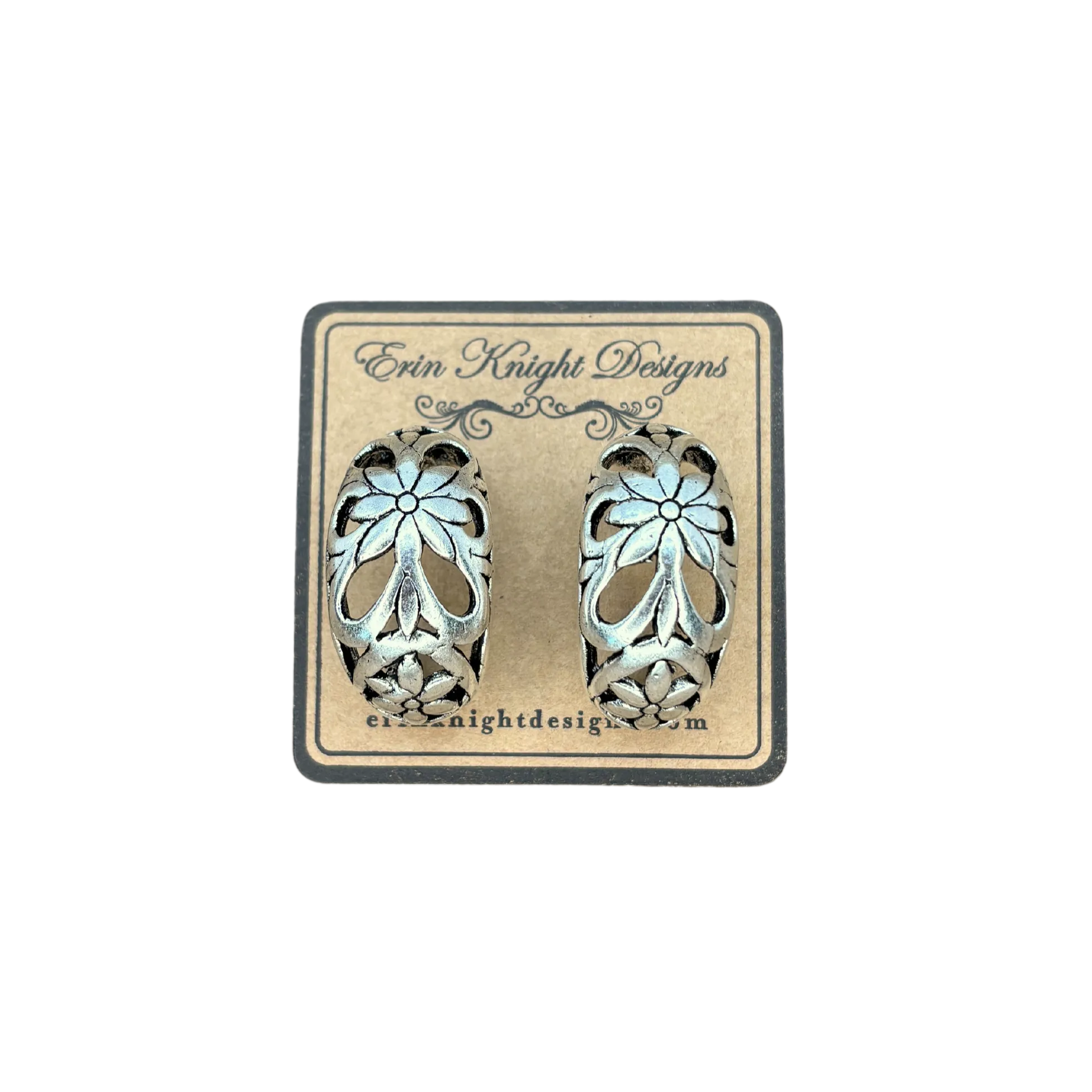 Reproduction Gold Plated Floral Half Hoop Earrings