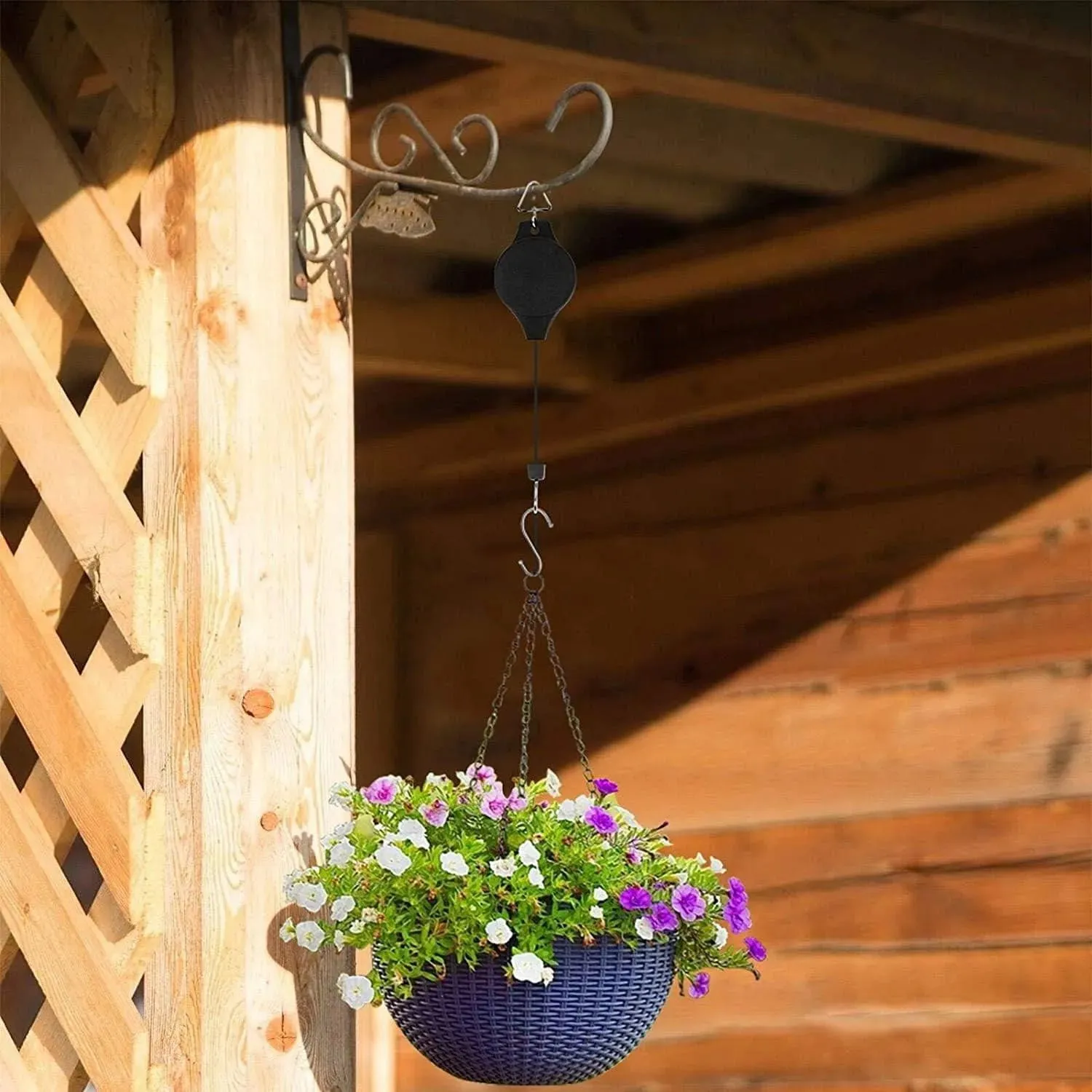 Retractable Hanging Basket Pulley with Carabiner Hooks