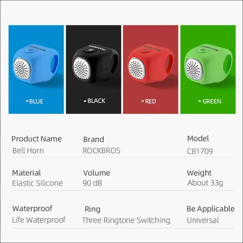 Rockbros electric cycling bell 90 db horn rainproof mtb bicycle handlebar silica gel shell ring