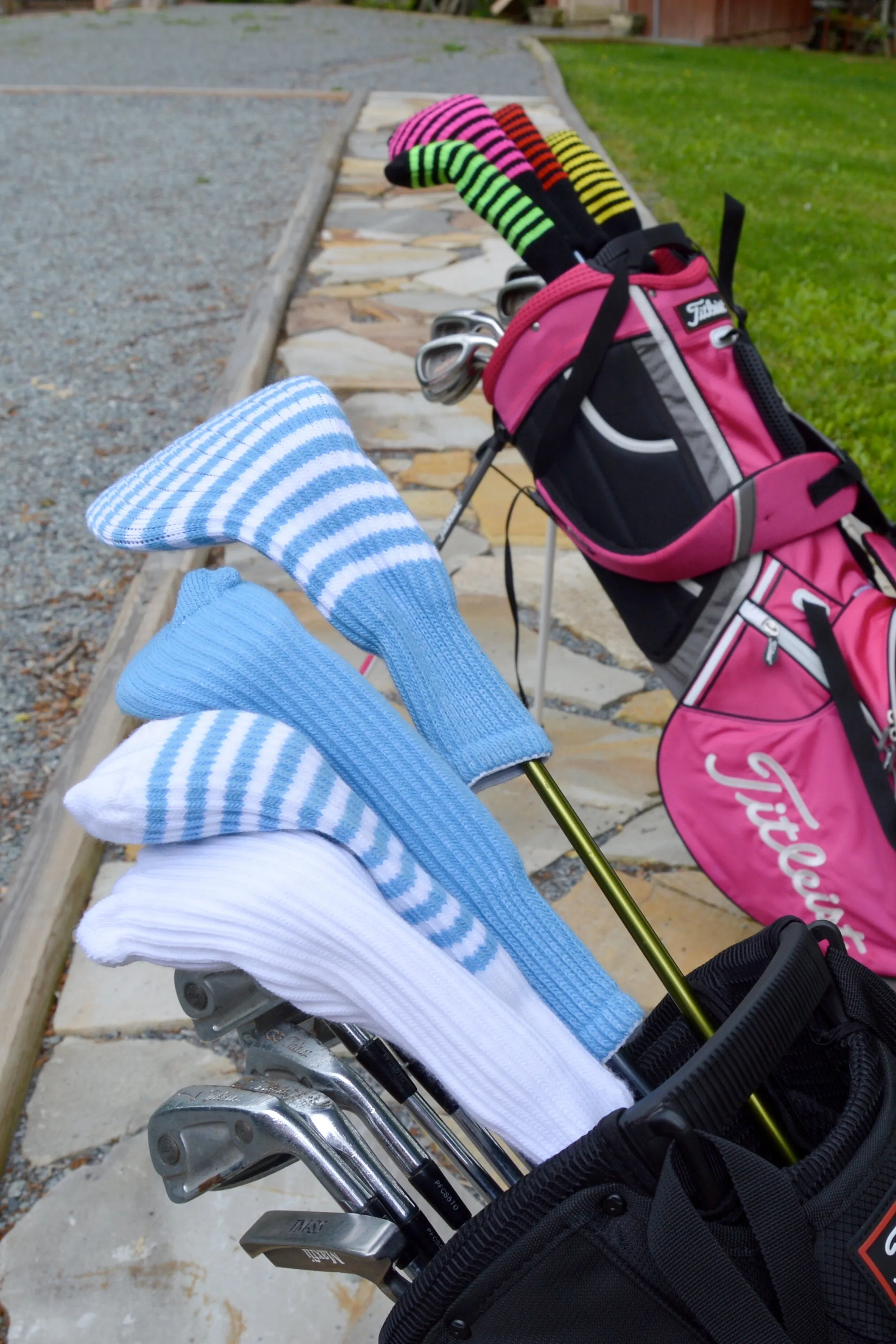 Ruby Pink and Black Club Sock Golf Headcover