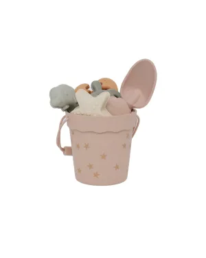 Rylee   Cru Silicone Beach Bucket & Toys Set – Pink Starfish