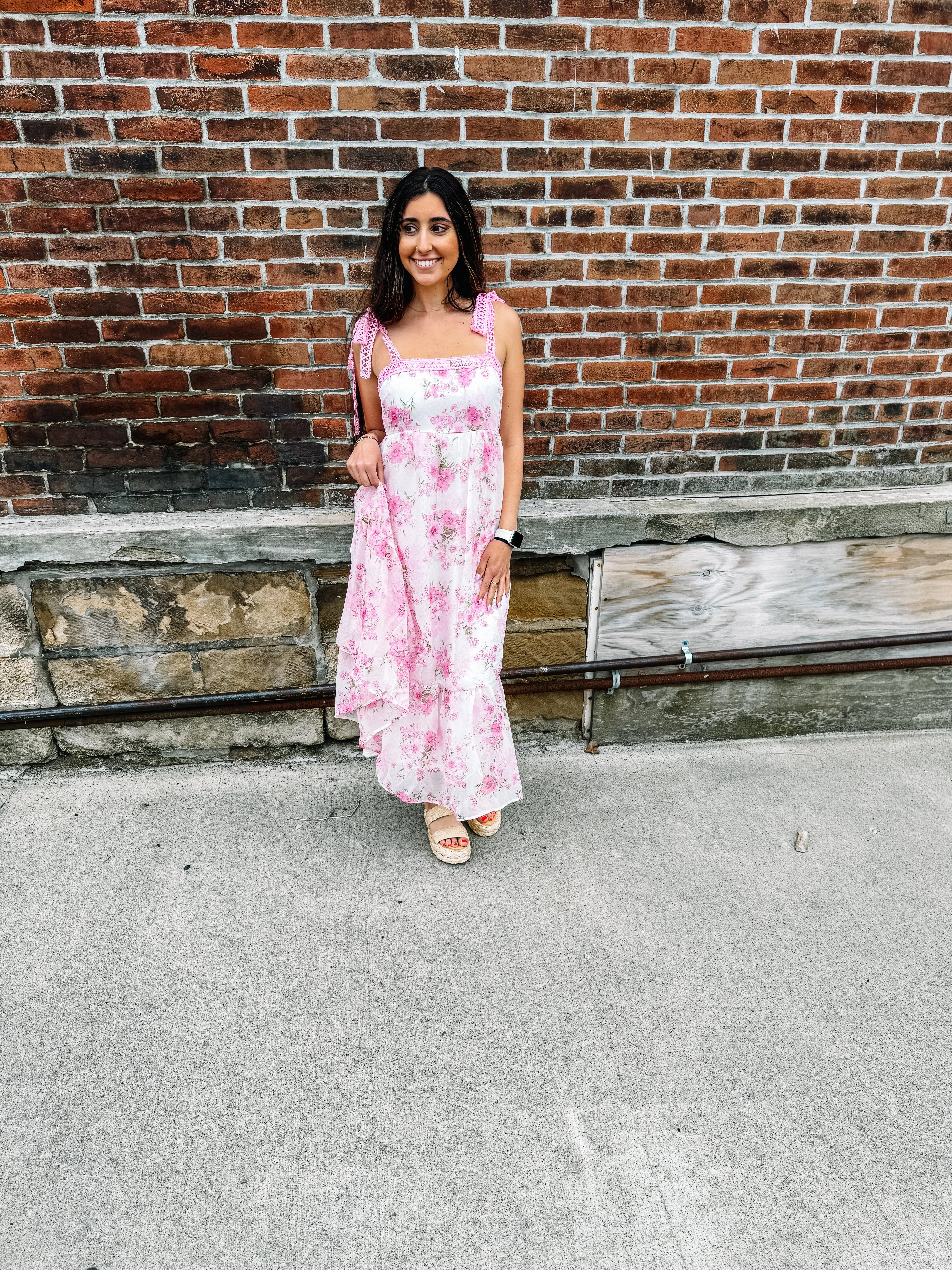 Sadie- FLORAL CROCHET LACE STRAP MAXI DRESS