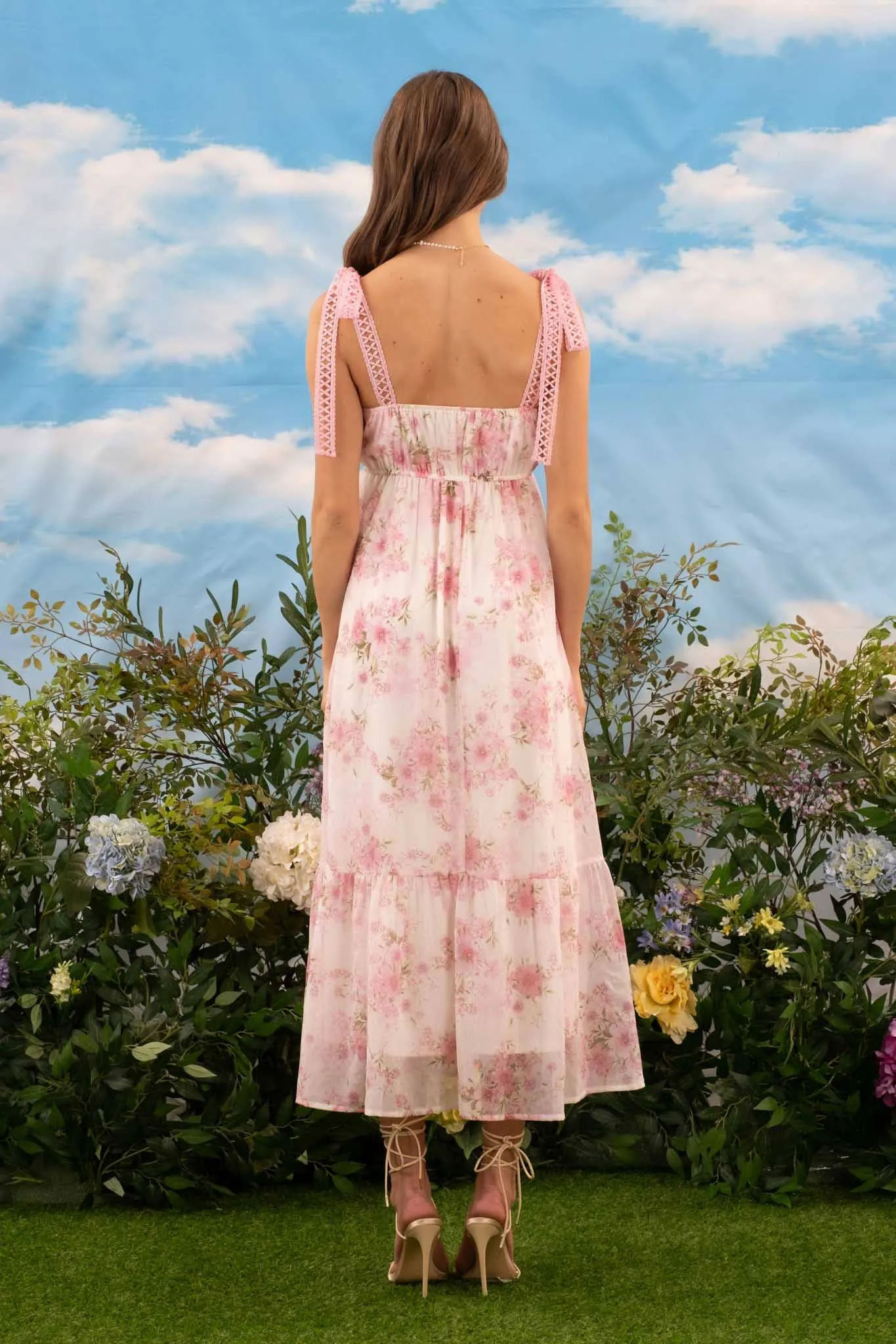 Sadie- FLORAL CROCHET LACE STRAP MAXI DRESS
