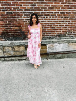 Sadie- FLORAL CROCHET LACE STRAP MAXI DRESS