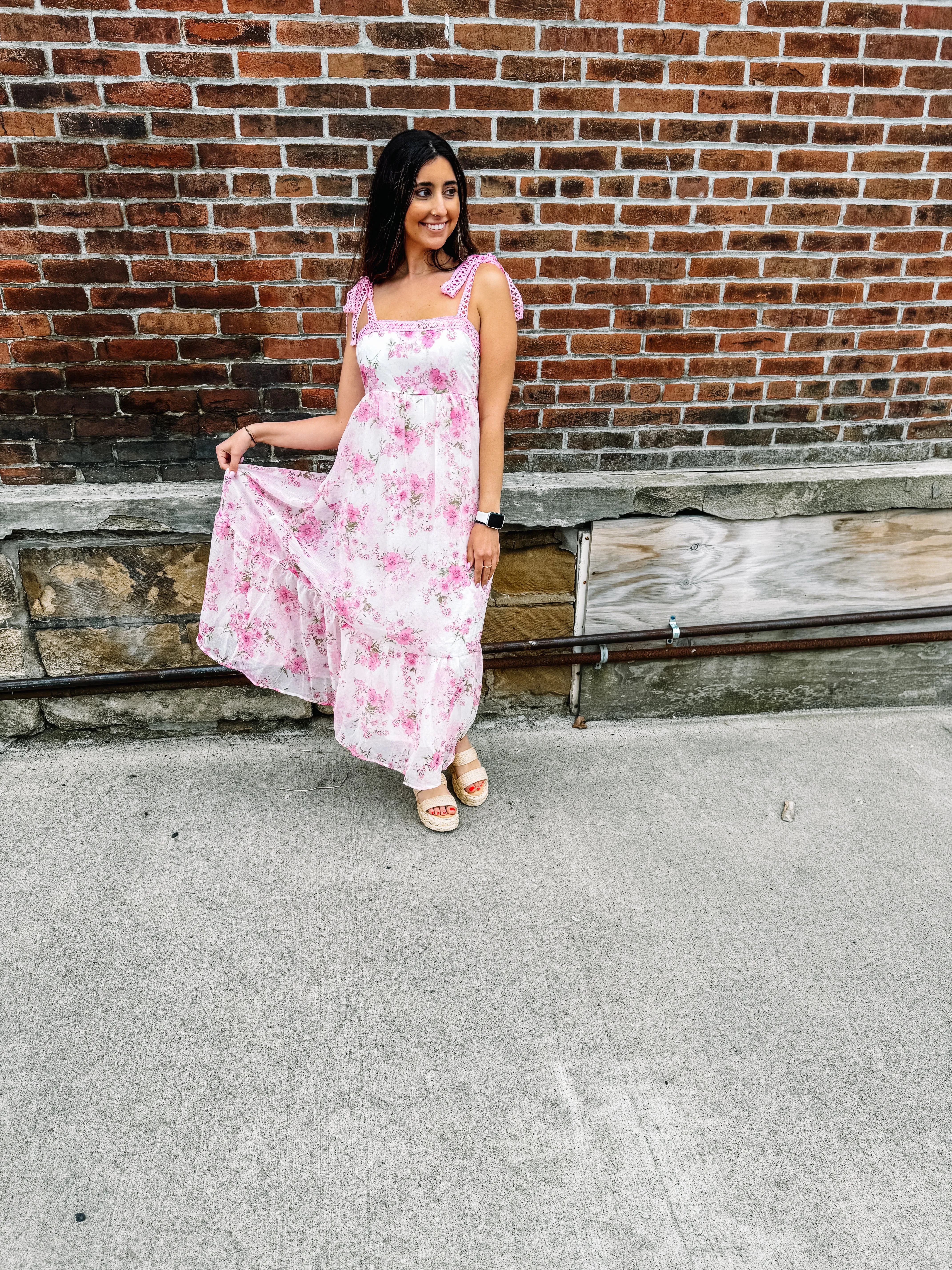 Sadie- FLORAL CROCHET LACE STRAP MAXI DRESS