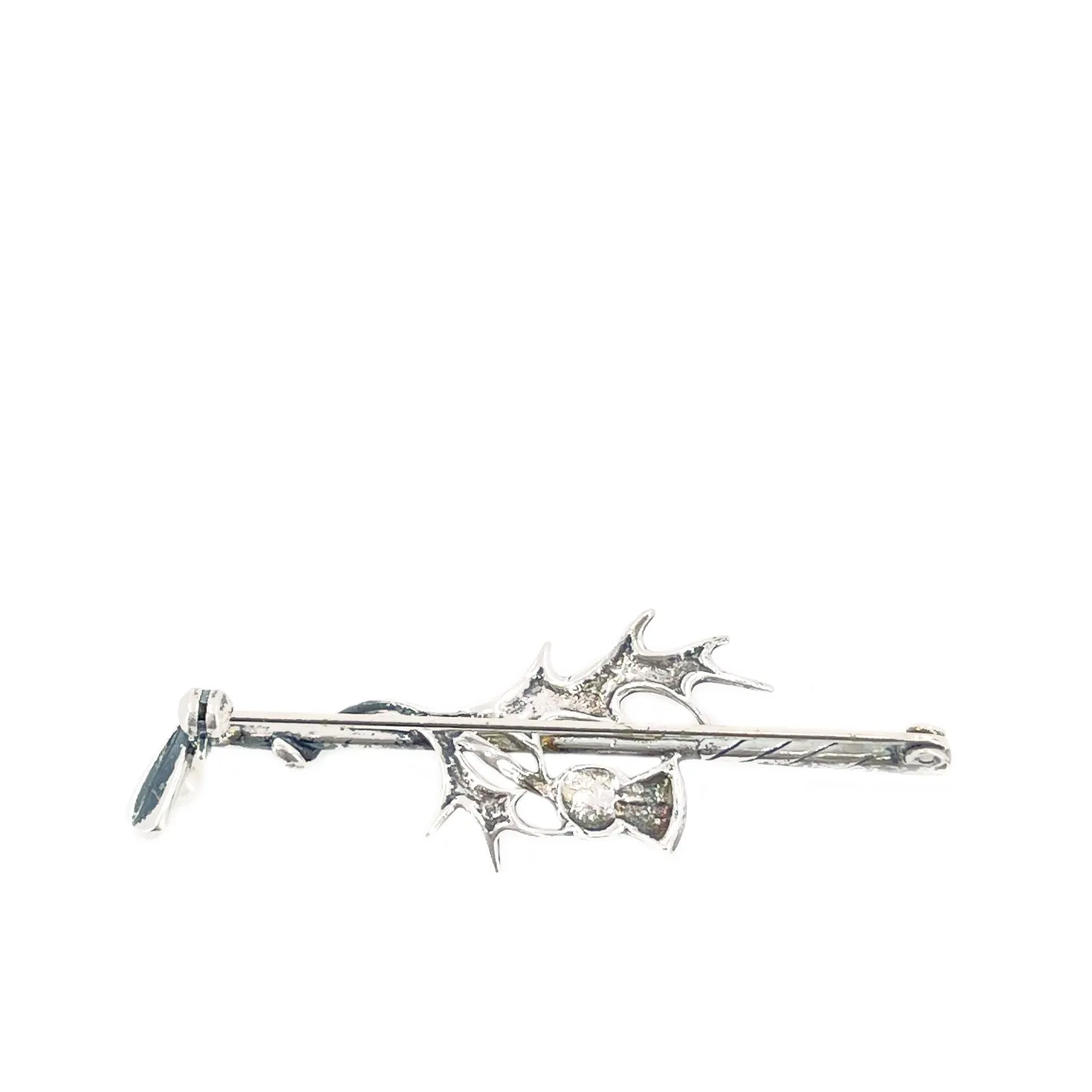 Scottish Thistle Golf Club Vintage Japanese Saltwater Akoya Cultured Pearl Brooch- Sterling Silver