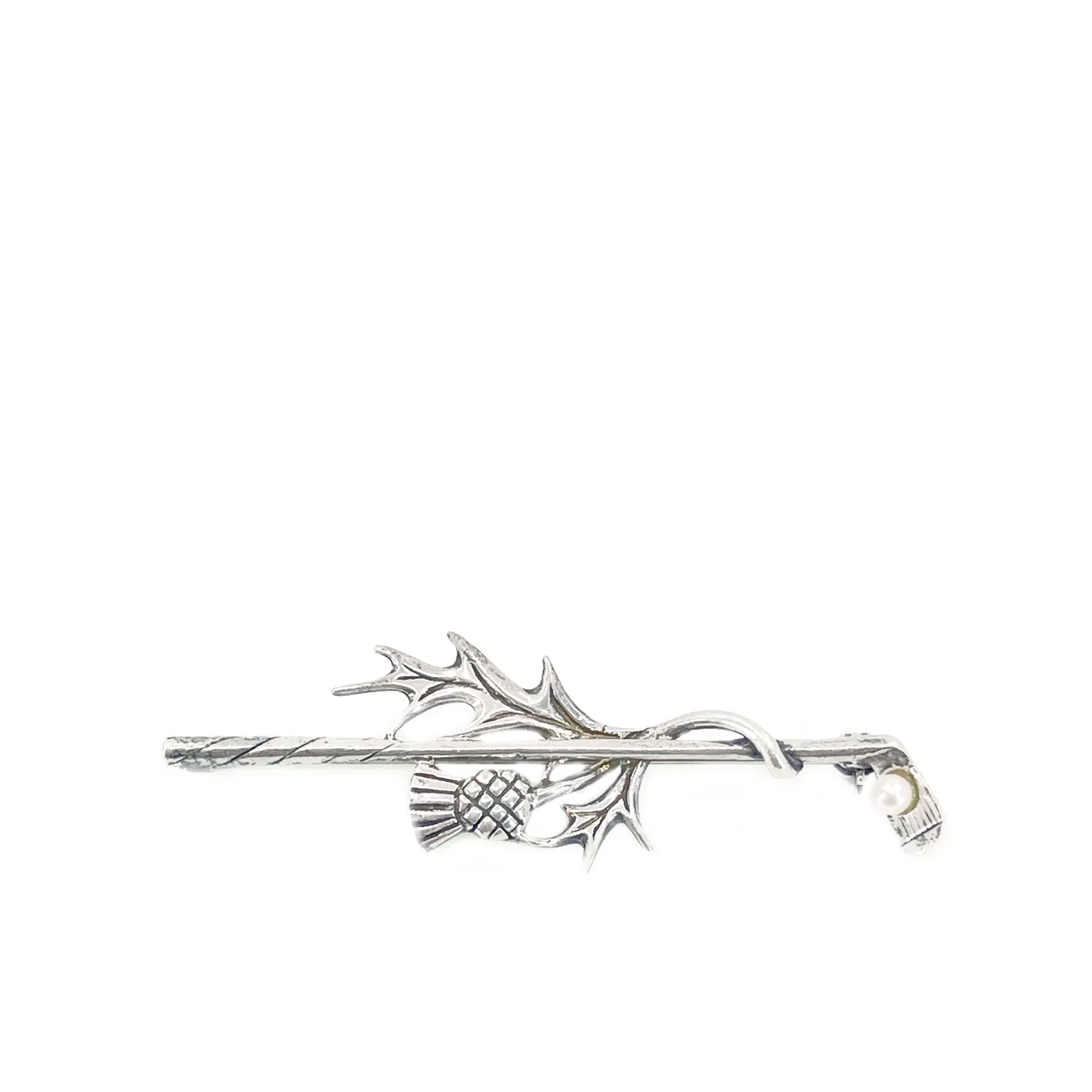 Scottish Thistle Golf Club Vintage Japanese Saltwater Akoya Cultured Pearl Brooch- Sterling Silver