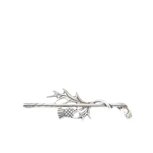 Scottish Thistle Golf Club Vintage Japanese Saltwater Akoya Cultured Pearl Brooch- Sterling Silver