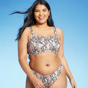 Shade & Shore Women's Snake Light Lift Square Neck Bralette Bikini Top