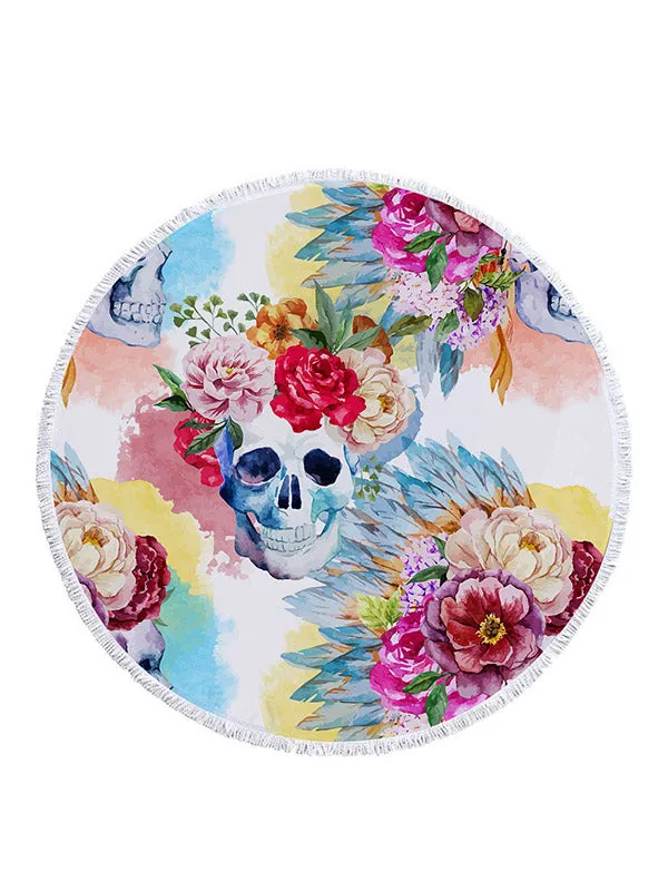 Skull Head Ultra Large Circular Beach Towel&Yoga Pad