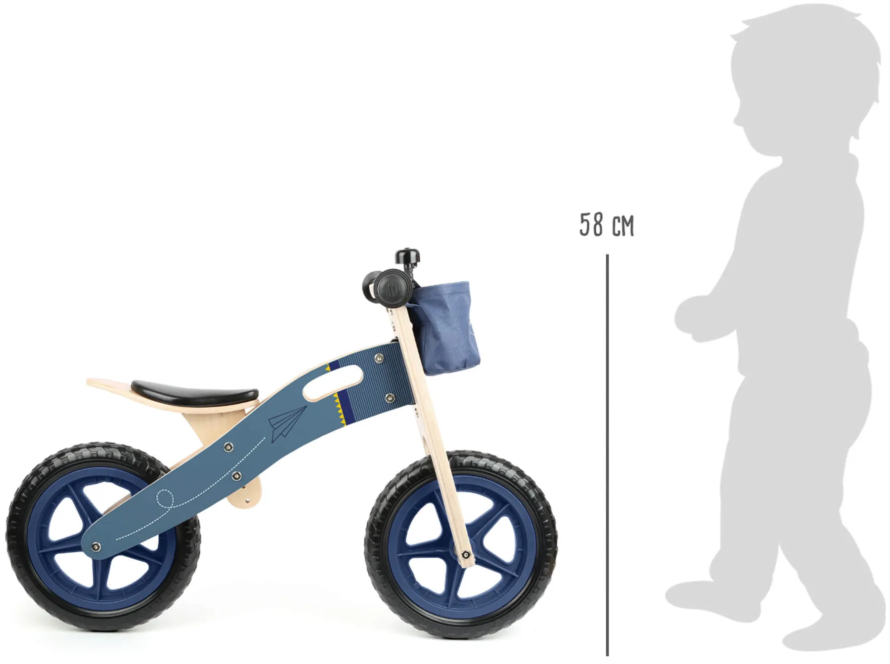 Small Foot Wooden Balance Bike Blue Paper Airplane