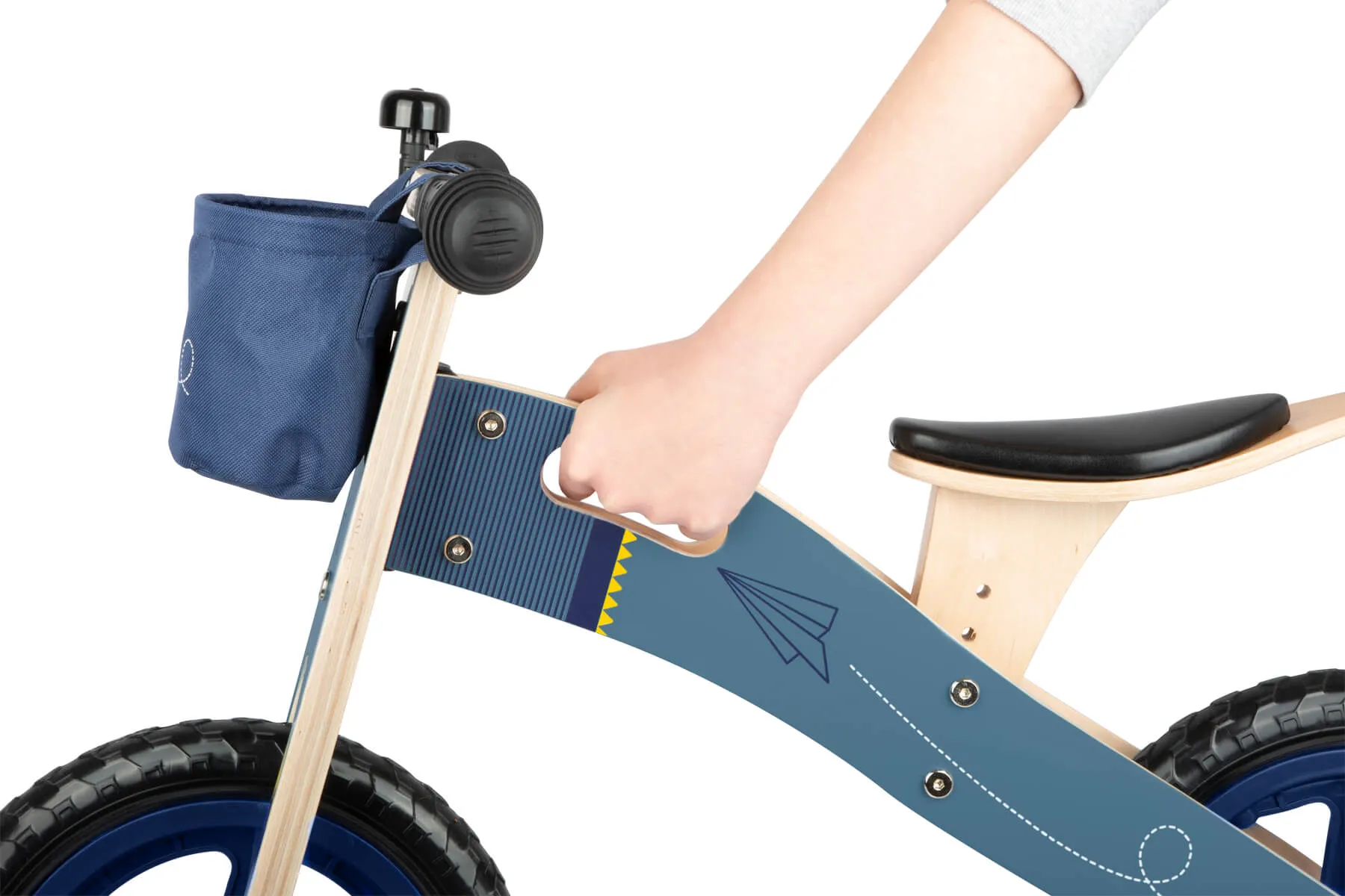 Small Foot Wooden Balance Bike Blue Paper Airplane