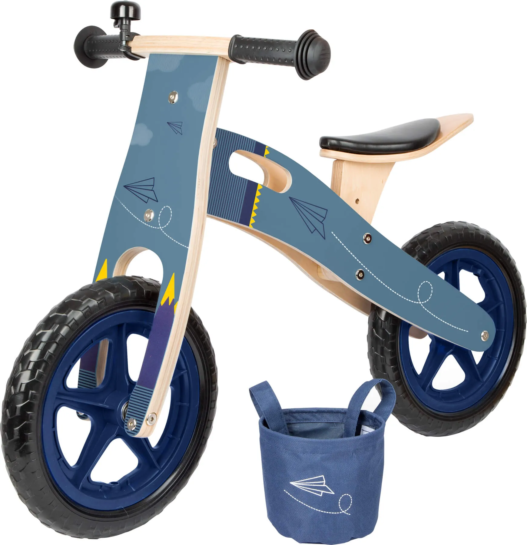 Small Foot Wooden Balance Bike Blue Paper Airplane