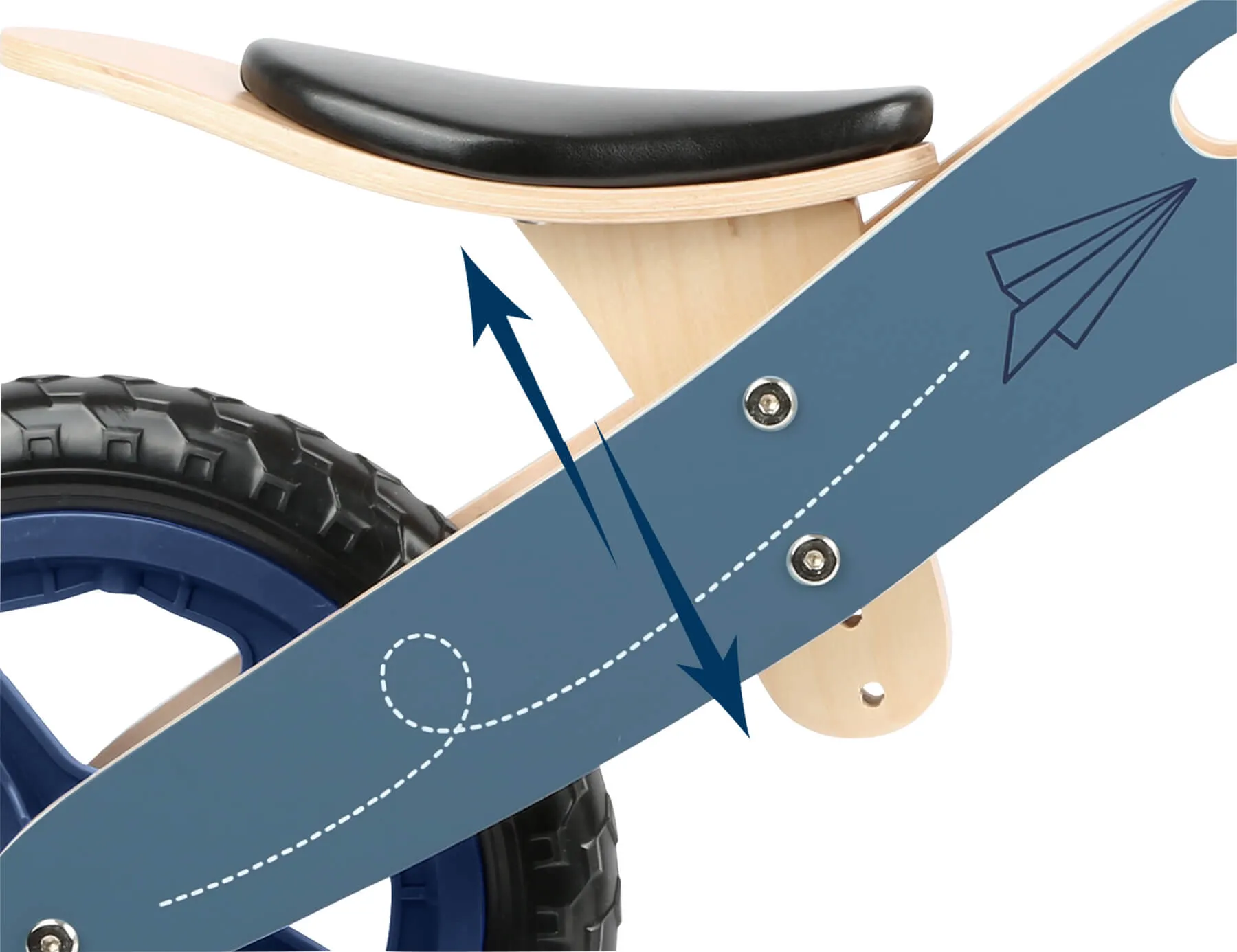Small Foot Wooden Balance Bike Blue Paper Airplane