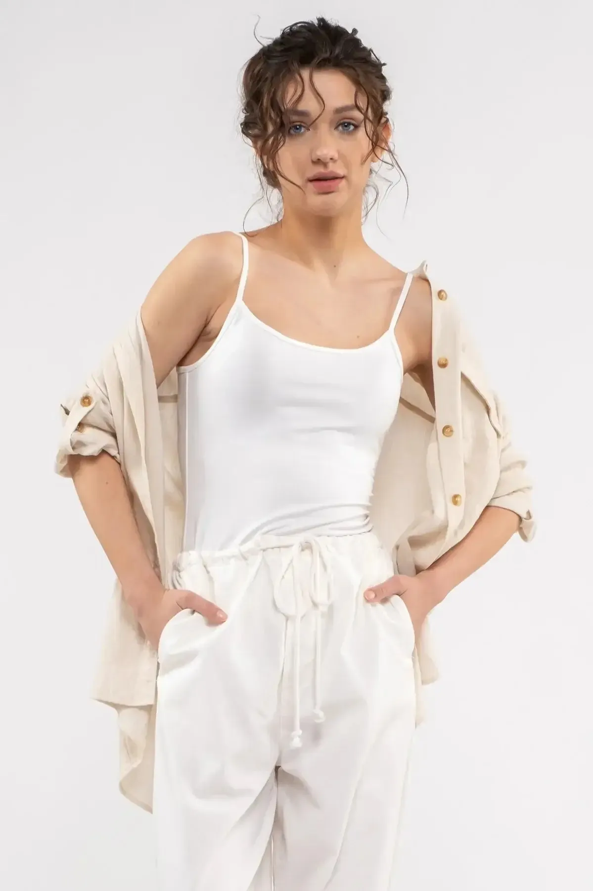 SOLID SPAGHETTI STRAP TANK TOP