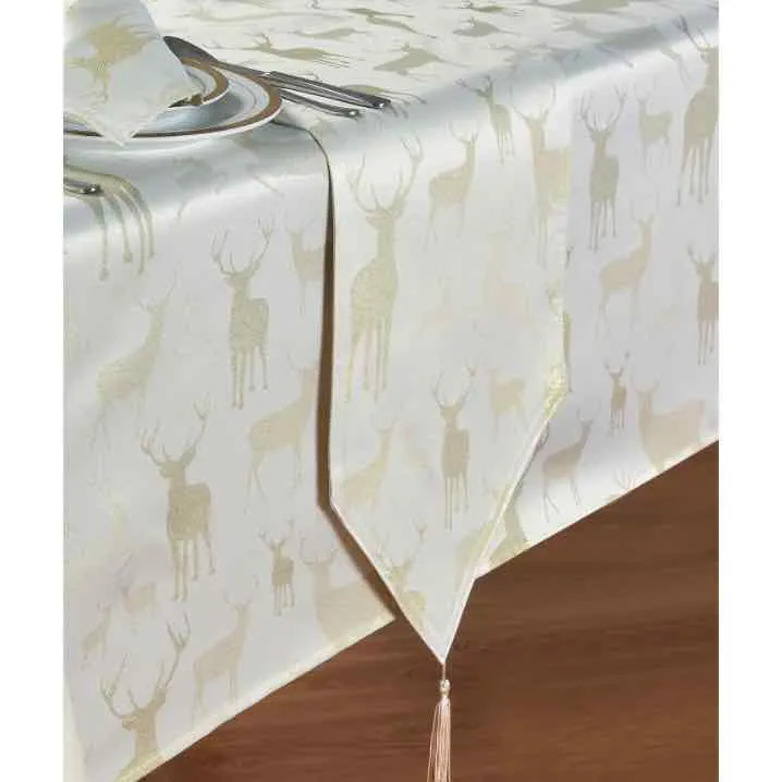 Stag Christmas Tablecloth - Gold