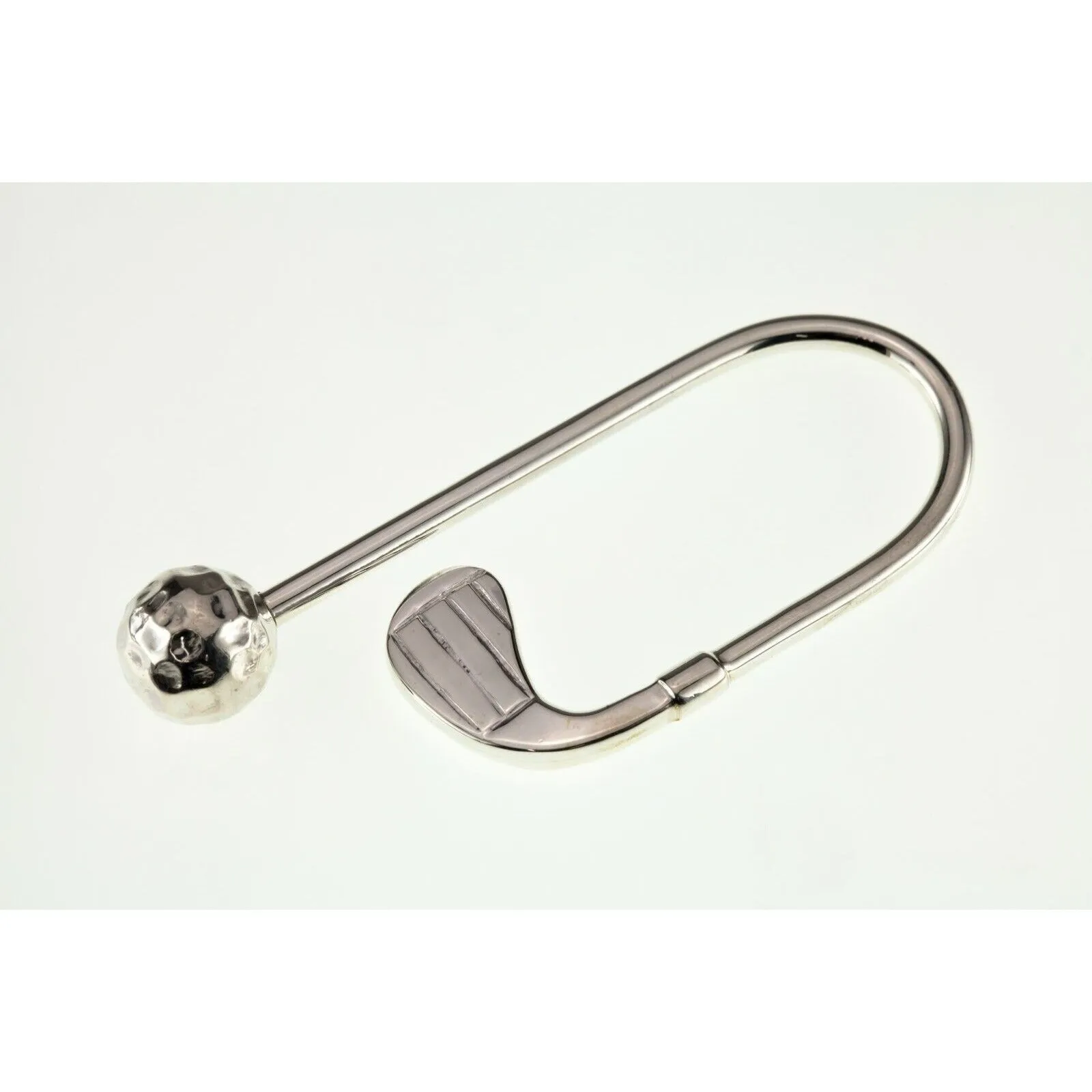 Sterling Silver Golf Club and Ball Key Ring 79 mm Long