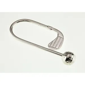 Sterling Silver Golf Club and Ball Key Ring 79 mm Long